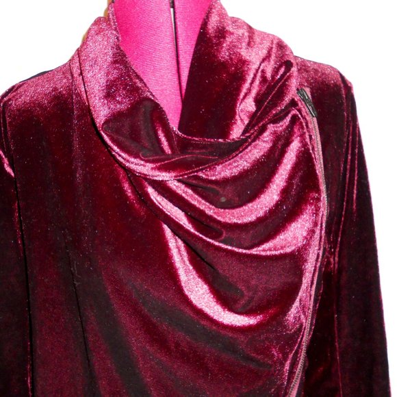 NWT [BlankNYC] XS Maroon Velvet/Velour L/S Jacket Off Center Zipper - Picture 5 of 11